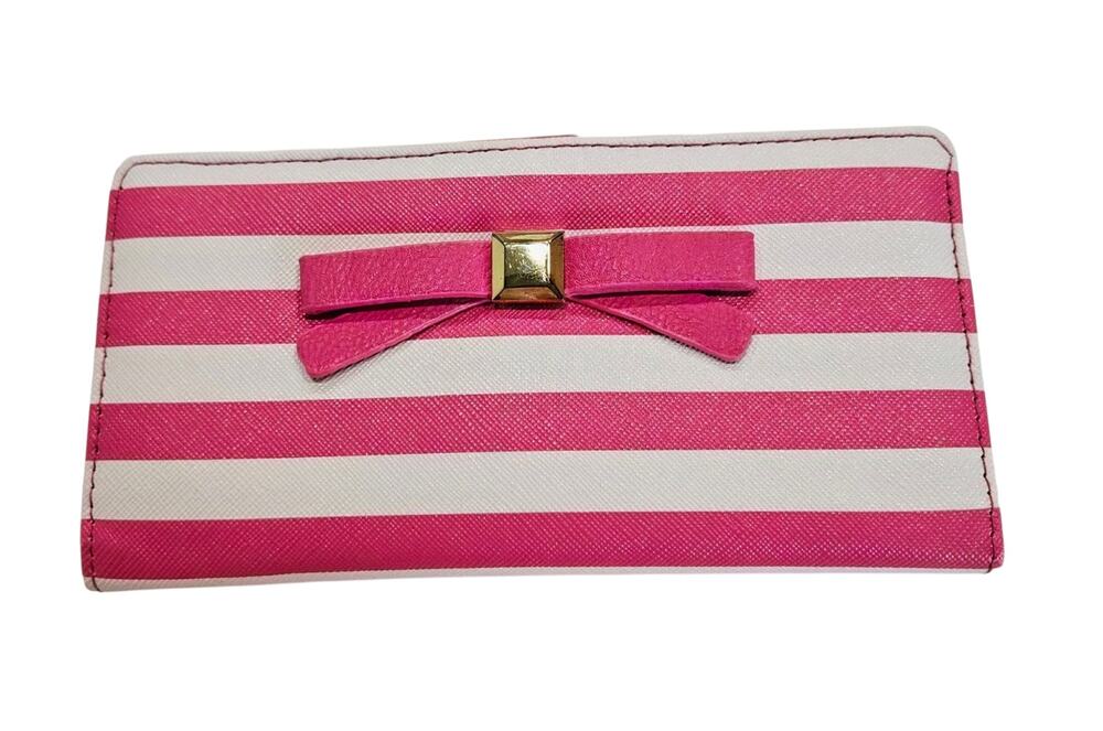 Apt. 9 Slim Pink and White Stripped Wallet with Bow